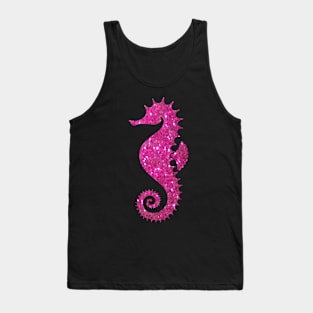 Hot Pink Faux Glitter Seahorse Tank Top